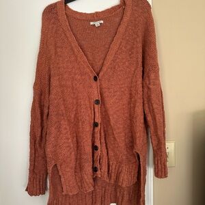 American Eagle Outfitters Orange Cardigan Sweater